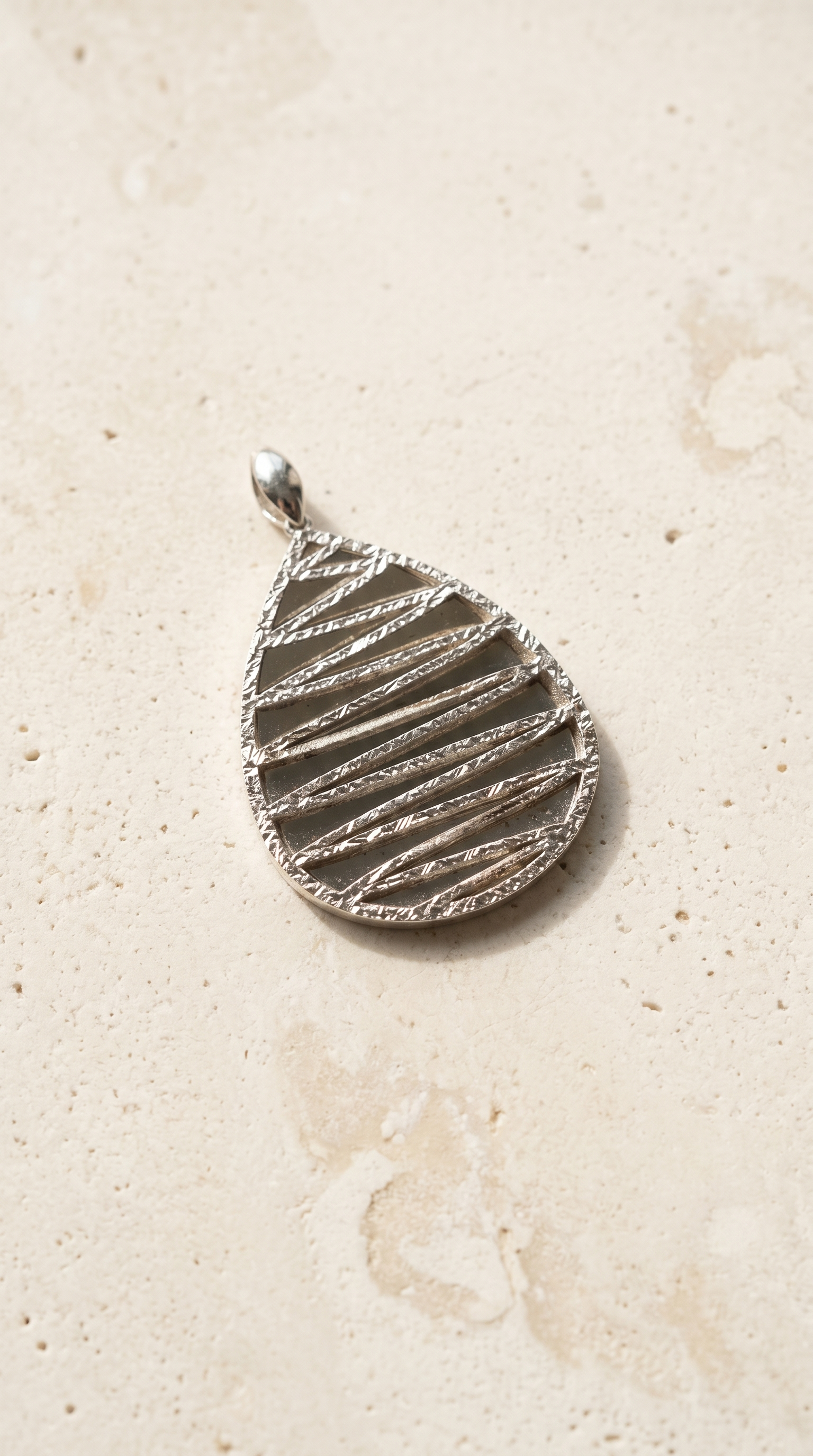 Silver Teardrop Slash Pendant