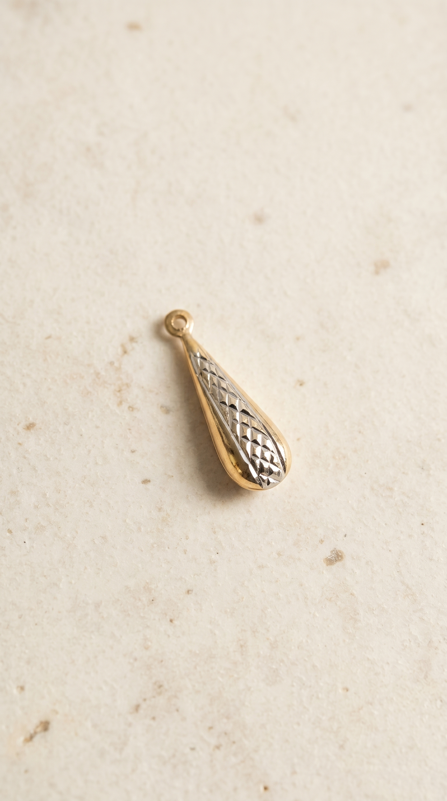 Faceted Teardrop Pendant | Two-Tone 9 Carat Gold