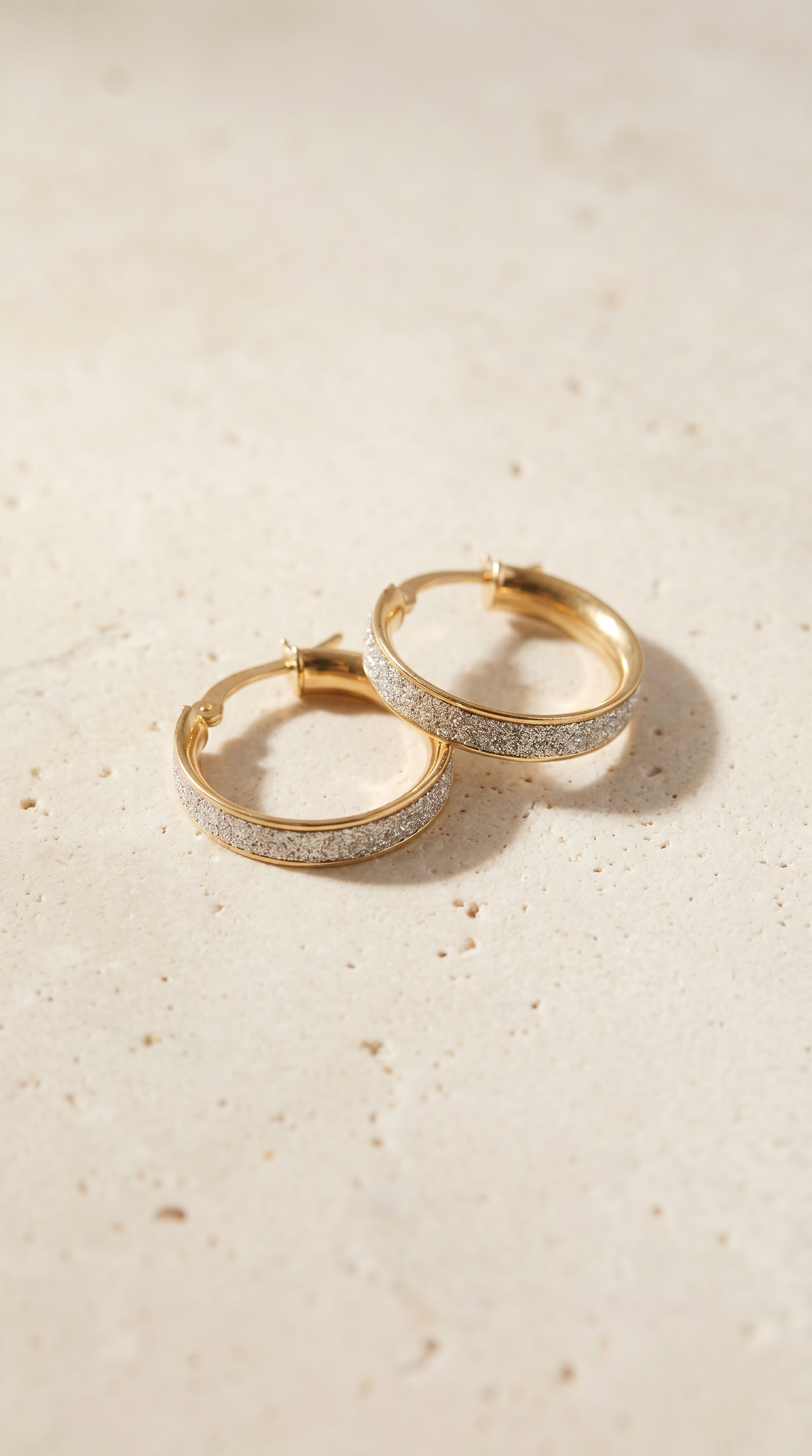 Glitter Band Hoop Earrings | Two-Tone 9 Carat Gold