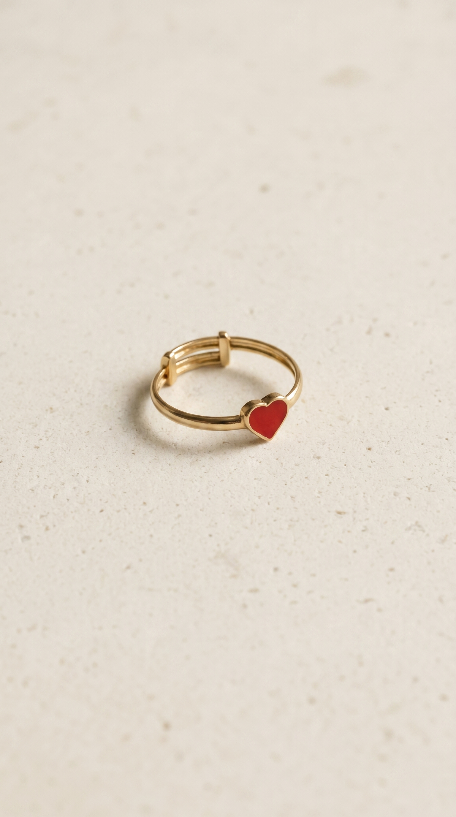 Adjustable Red Heart Ring | 9 Carat Gold