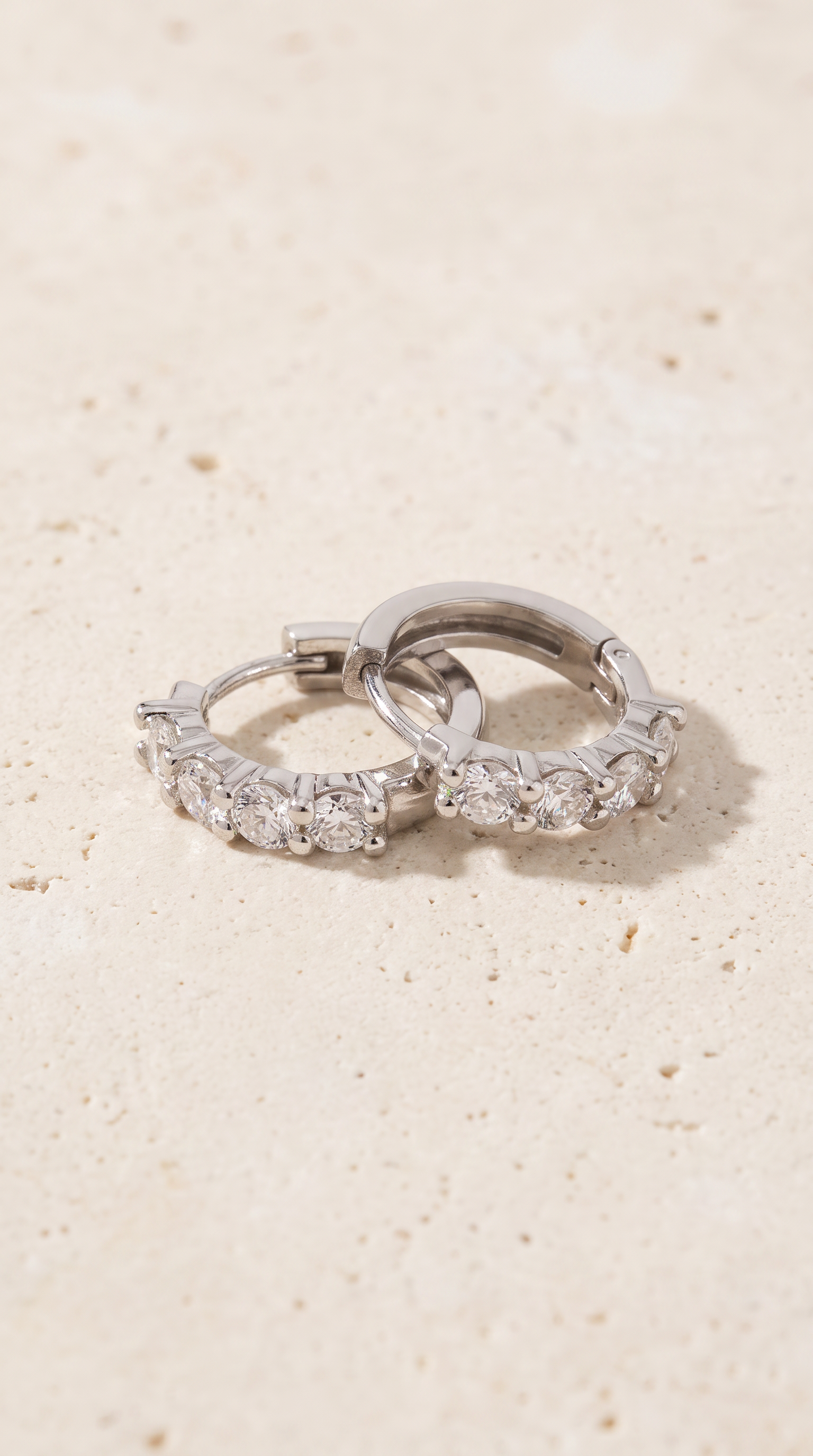 Diamond Huggie Hoop Earrings - 9Kt White Gold