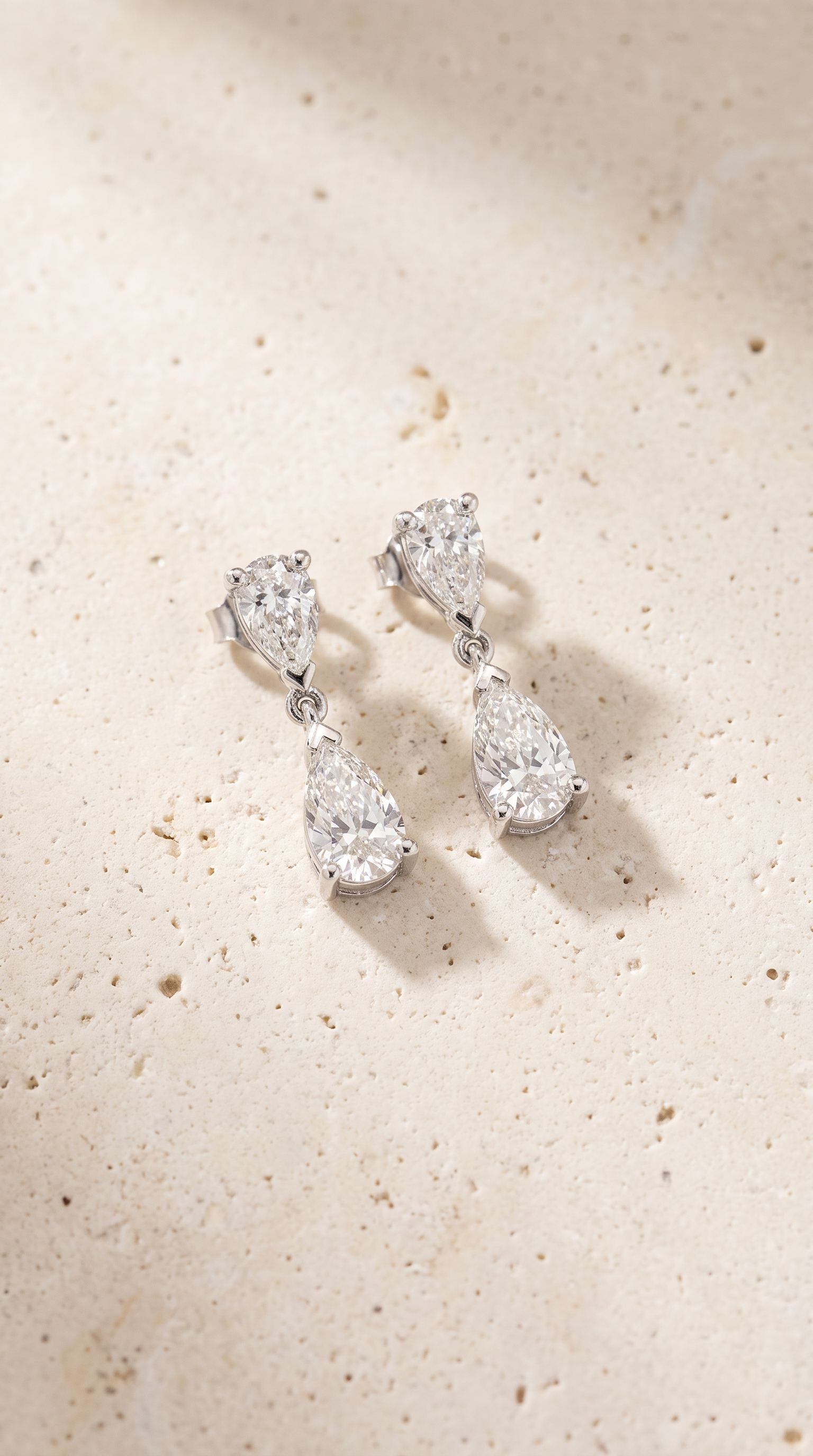 Double Pear Diamond Earrings - 9Kt White Gold