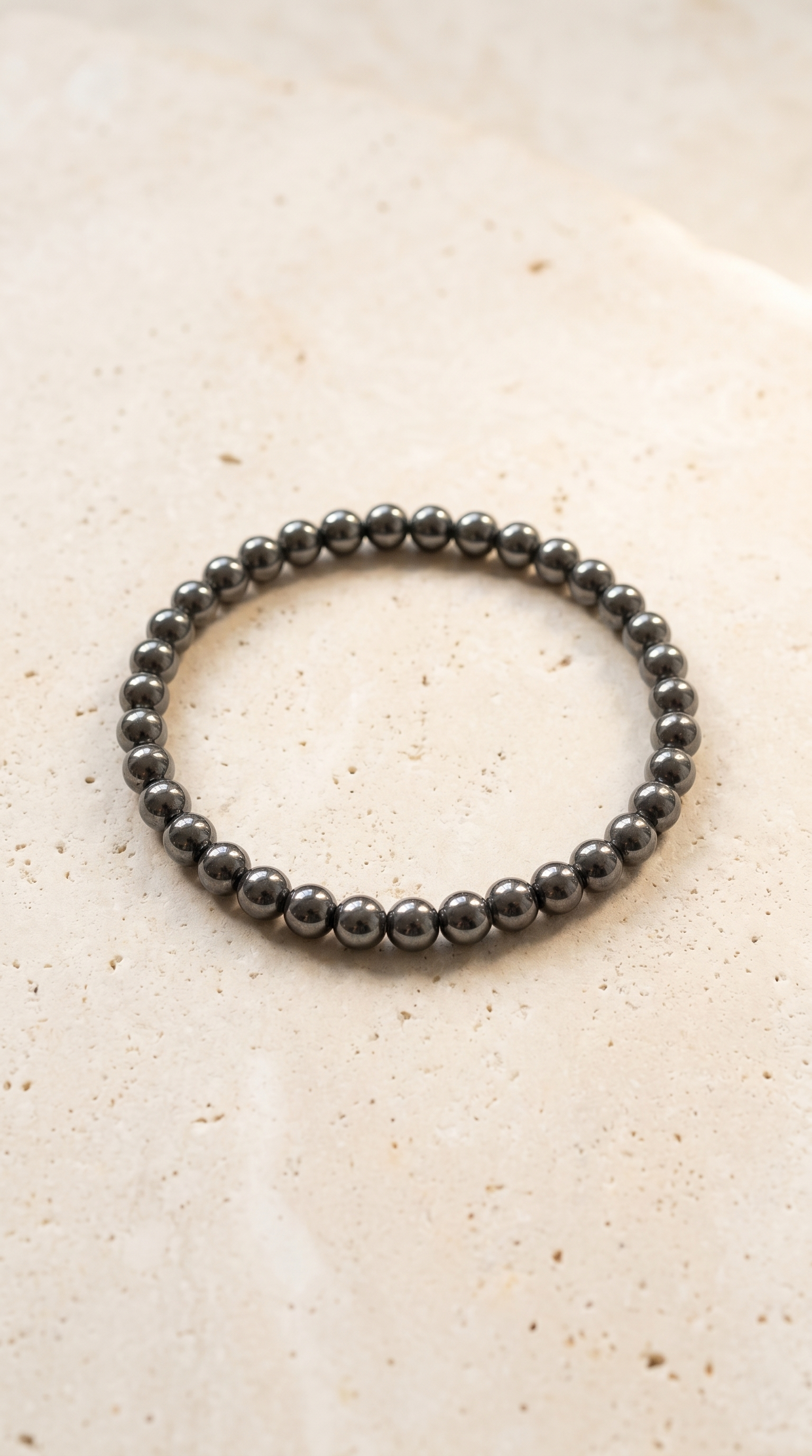 Gunmetal Bead Stretch Bracelet