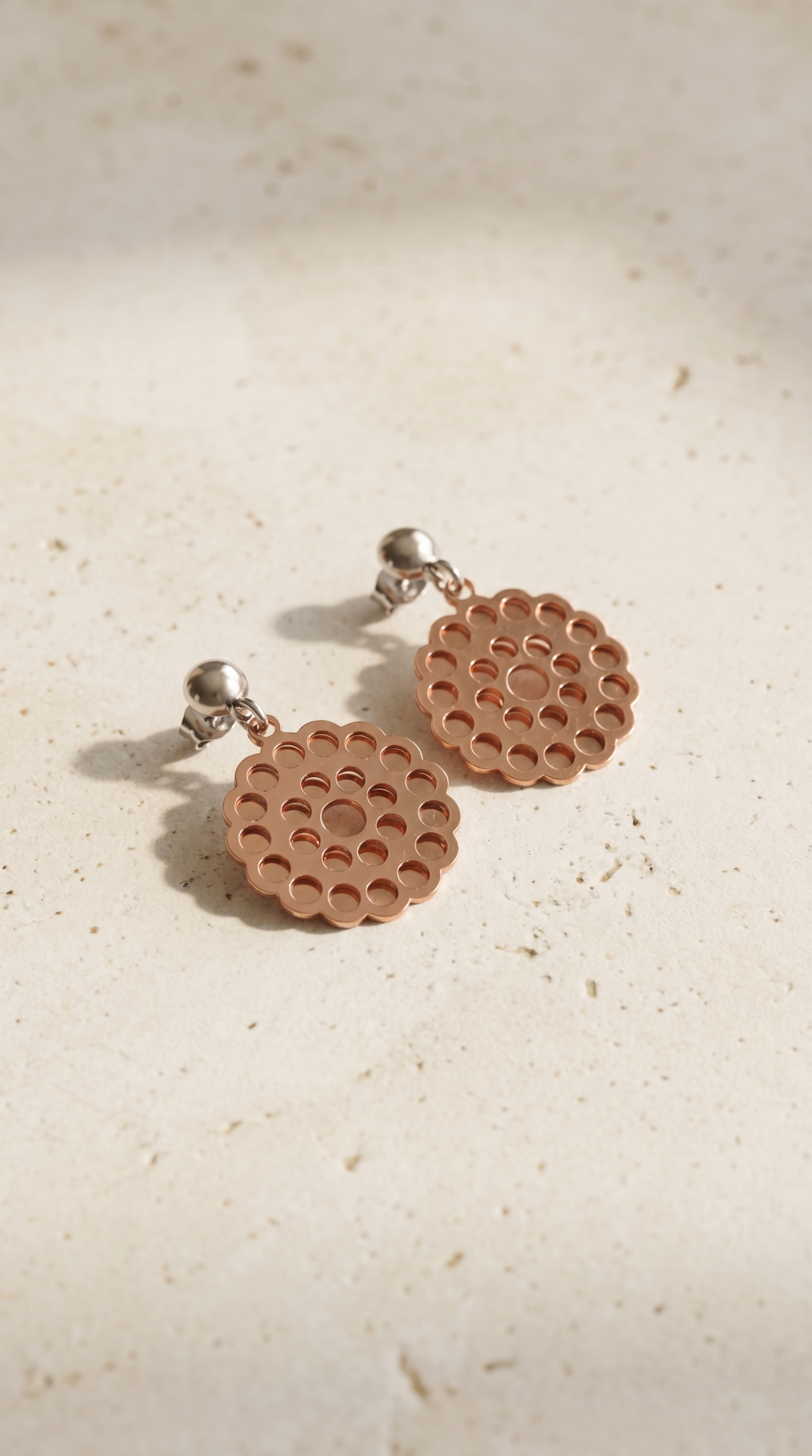 Honeycomb Disc Drop Earrings