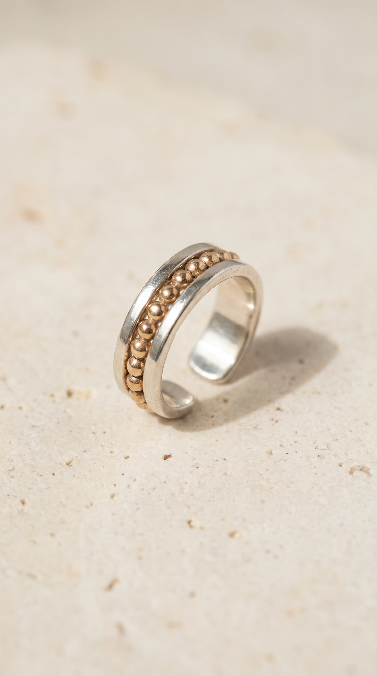Gold Plated Bead Centre Open Ring