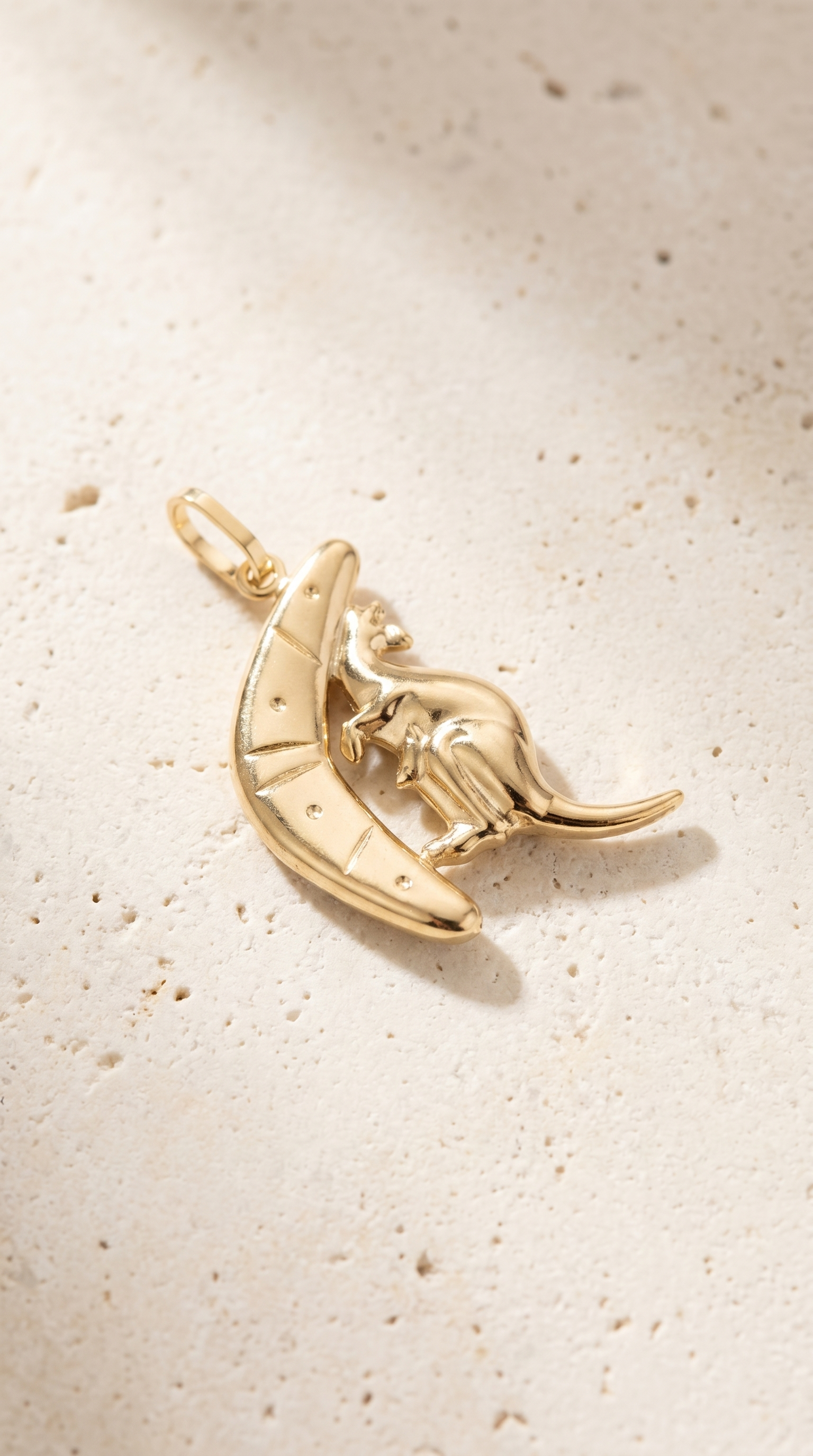 Kangaroo and Boomerang Pendant | 9 Carat Gold