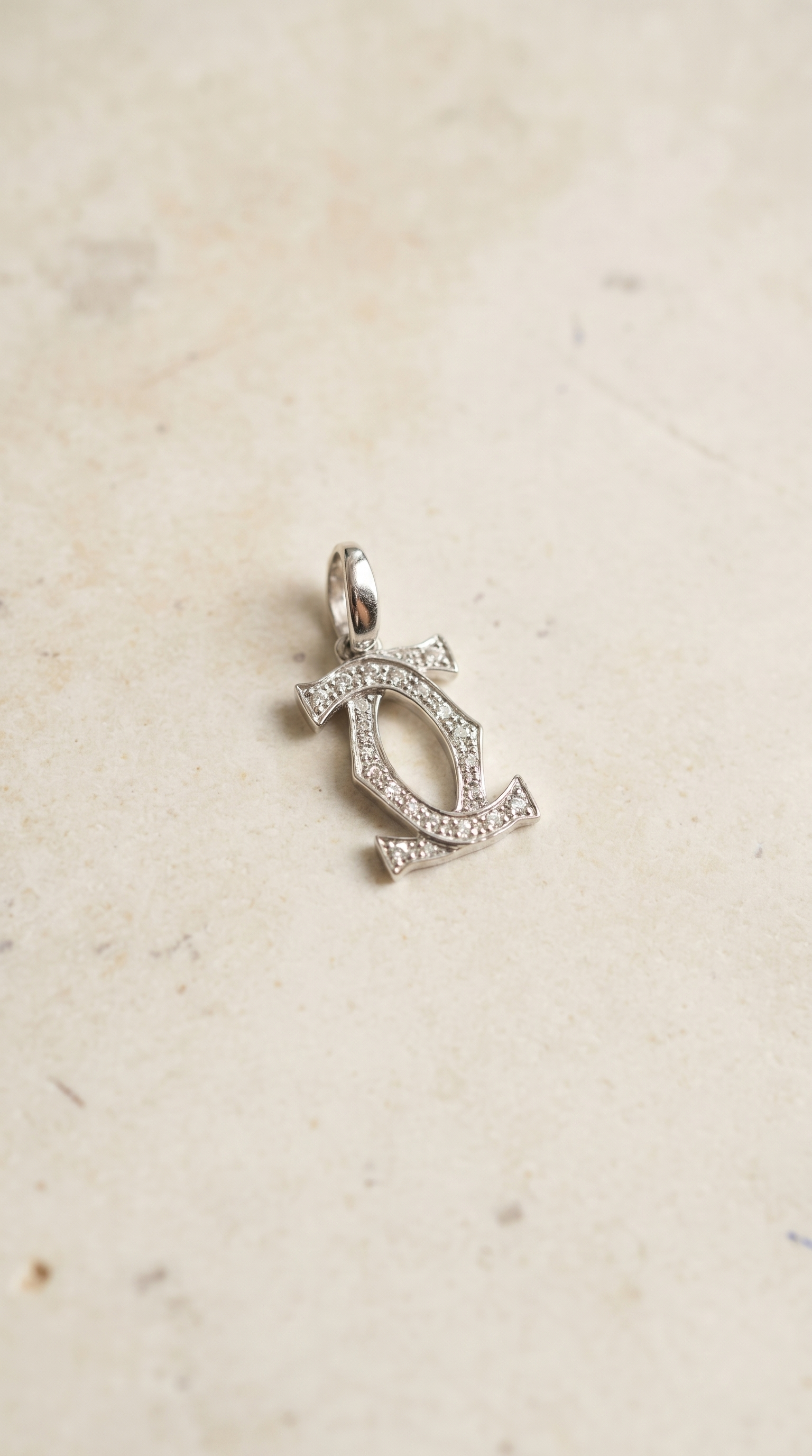 Interlocking C Pendant | 9 Carat White Gold & Cubic Zirconia