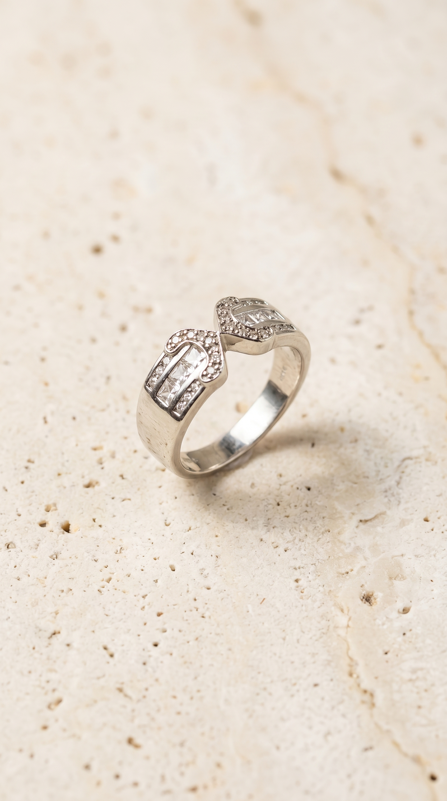 Twin Panel Ring | 9 Carat White Gold & Cubic Zirconia